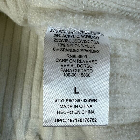 gbGIRLS Cable Knit Ribbed Sweater White Girls Size L Pullover, Mock Neck - Picture 8 of 11